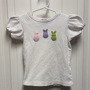 Adorable White Tee with Bunny Trio